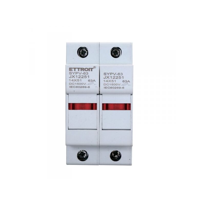 foto del prodotto portafusibile modulare dc fotovoltaico 2p 2m d14x51mm 63a dc 1000v ip20 iec60269 6 ettroit
