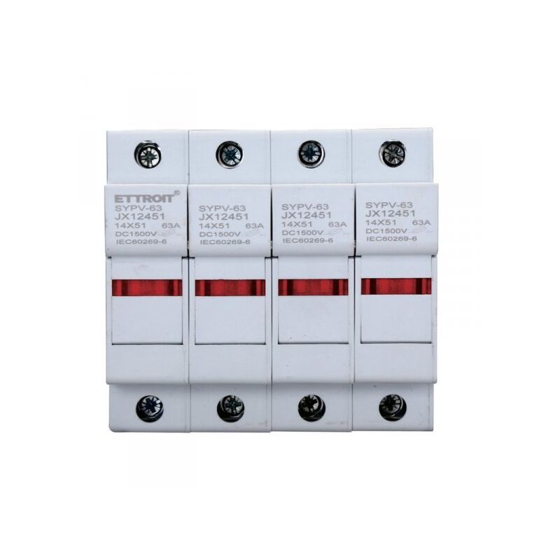 foto del prodotto portafusibile modulare dc fotovoltaico 4p 4m d14x51mm 63a dc 1000v ip20 iec60269 6 ettroit