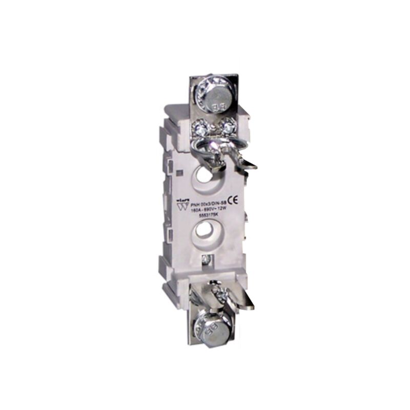 foto del prodotto portafusibile per fusibili nh 00, unipolare, 690v 160a, fissaggio su guida din, tipo pnh00-din-sb - wimex 5550175k