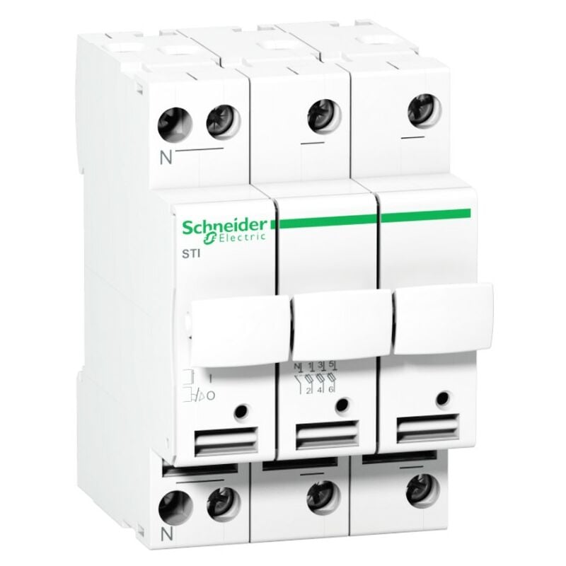 foto del prodotto portafusibile schneider 3p n 32a 10,3x38 3 moduli a9n15658