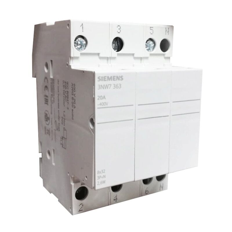 foto del prodotto portafusibile siemens cilindrico 3nw7 3p n 8x32 20a 3nw7363