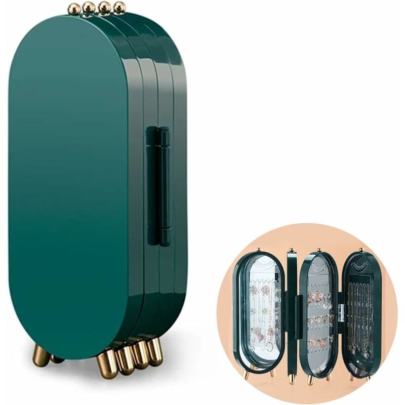 foto del prodotto portagioie pieghevole, espositore a forma di metallo per orecchini, espositore per gioielli con collana