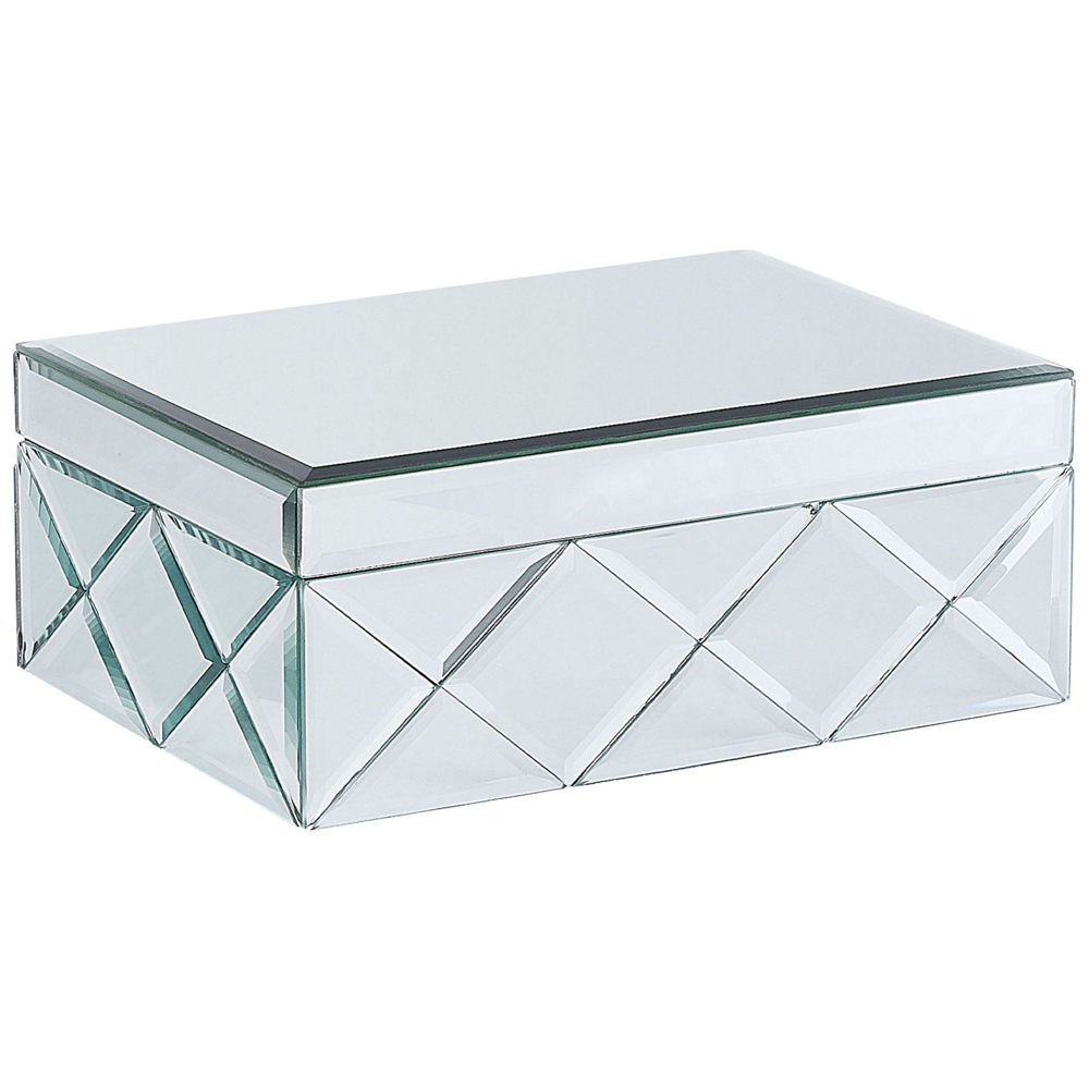 foto del prodotto portagioielli organizzatore decorativo a specchio in vetro argento acciaio 25 x 18 x 11 cm pezzo con i glamour moderno
