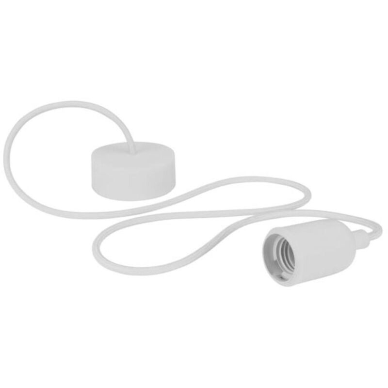 foto del prodotto portalampada a sospensione design con cavo in tessuto bianco
