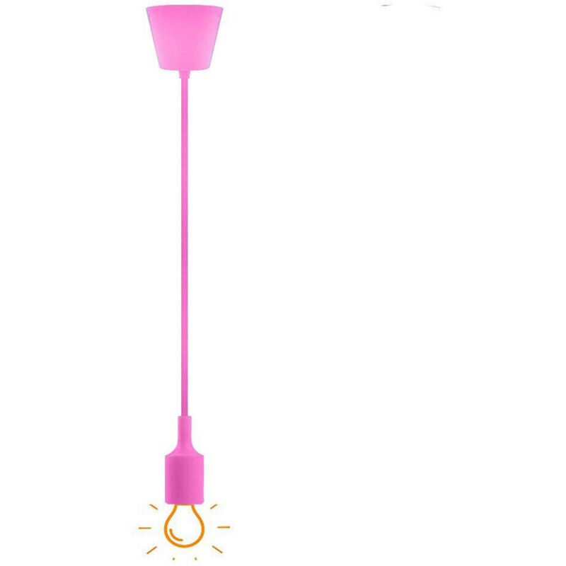 foto del prodotto portalampada a sospensione pendente lampadario soffitto e27 rosa dt j02