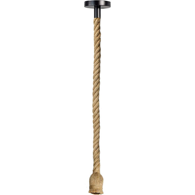 foto del prodotto portalampada a sospensione vintage in corda canapa 150 cm attacco e27 lampadario retro country