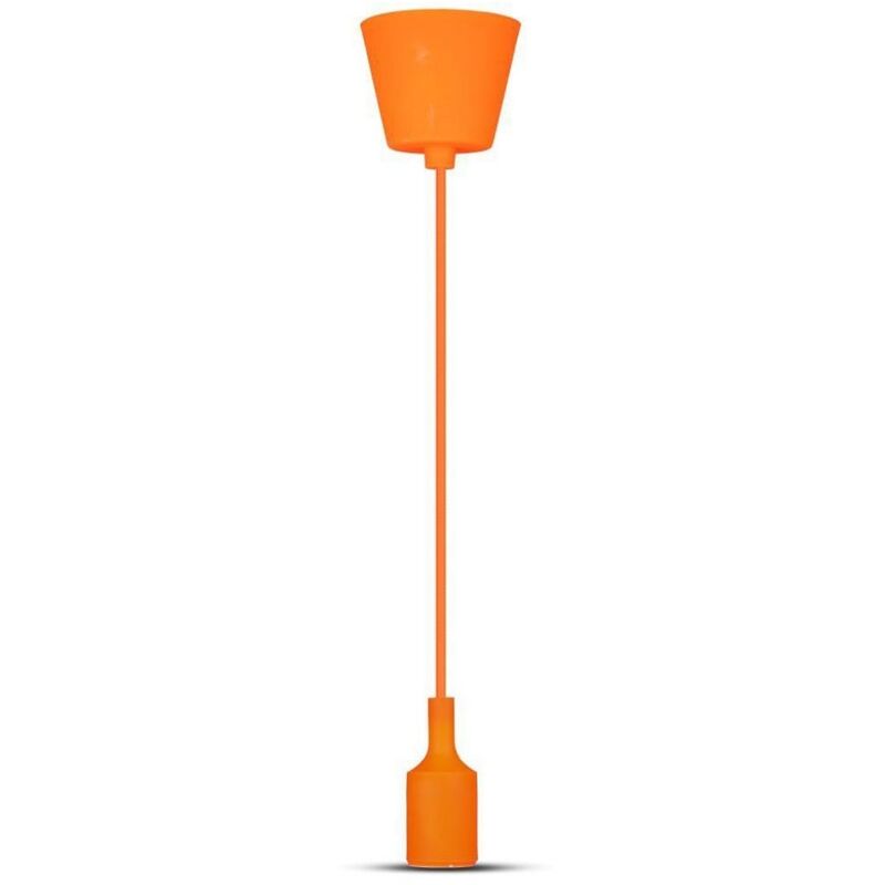 foto del prodotto portalampada decorativo pendente 1mt in silicone attacco e27 mod. vt 7228 sku 3484 arancione