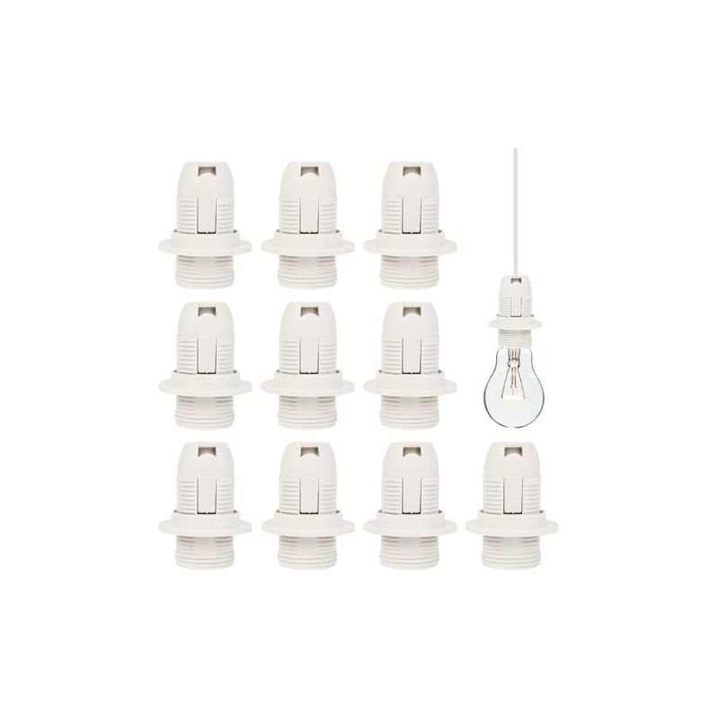foto del prodotto portalampada e14, 10 pezzi, portalampada in plastica e14, 250 v, 2 a, portalampada vintage, adattatore per attacco e14, lampadina a vite e14, lampada