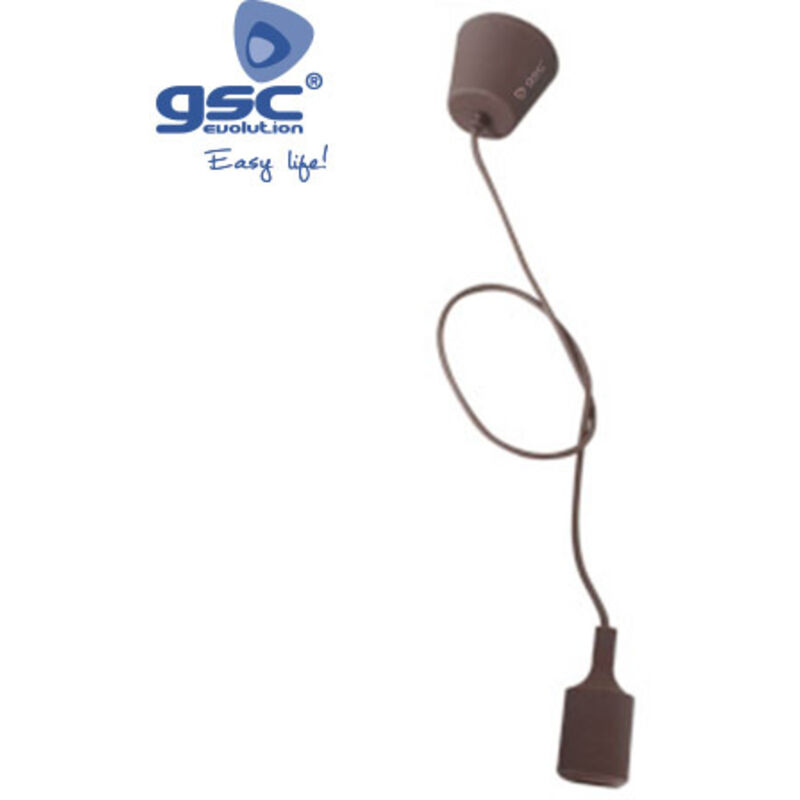 foto del prodotto portalampada e27 in silicone cavo tessile 1m - marrone gsc 000702181