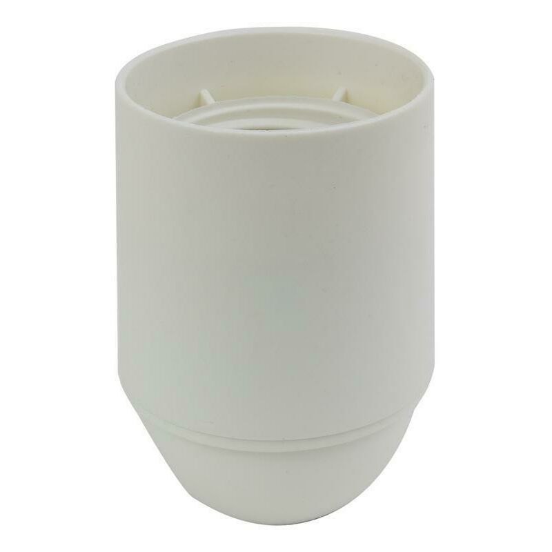 foto del prodotto portalampada e27 liscio bianco camicia liscia cappellotto con filetto stampato, cavo 2,5 mm scame