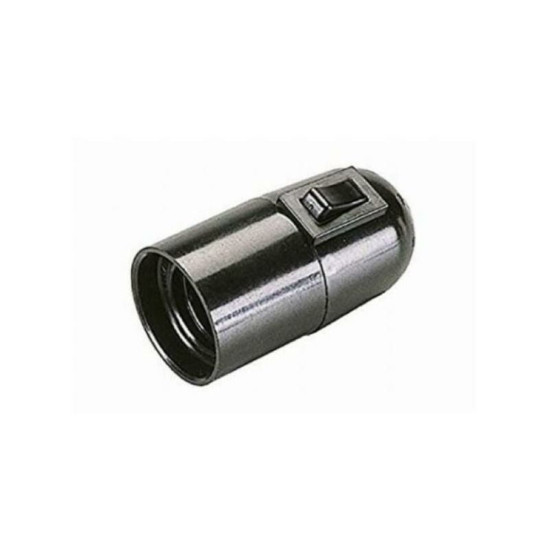 foto del prodotto portalampada electraline attacco e27 con interruttore nero 71106