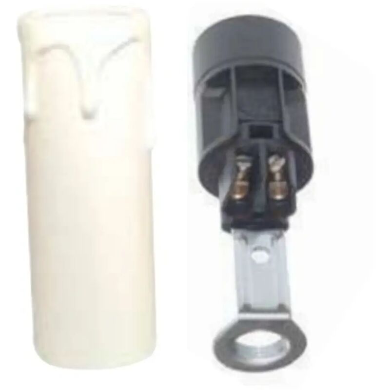foto del prodotto portalampada finta candela decorativo lampadario antico e14 bianco 65 mm