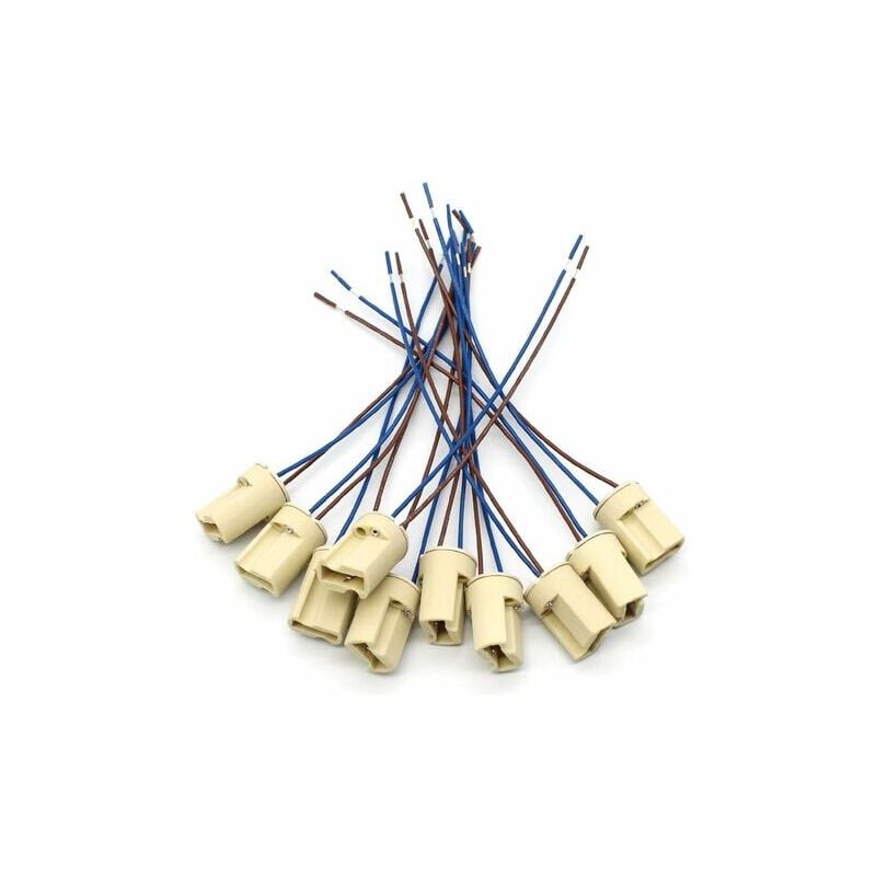 foto del prodotto portalampada g9 da 10 pezzi, attacco in ceramica g9 con filettatura in teflon da 150 mm per lampadine alogene led g9 a casa lablanc