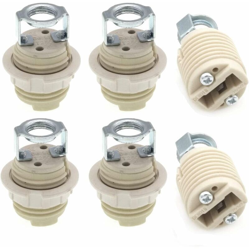 foto del prodotto portalampada g9 da 6 pezzi con staffa, attacco alogeno g9 con filettatura in ceramica