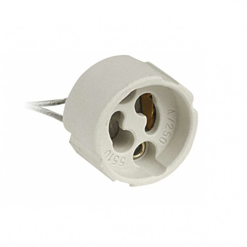 foto del prodotto portalampada gu10 in ceramica, filo lungo 23 cm, utile per lampadine led o alogene