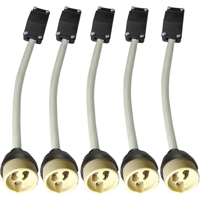 foto del prodotto portalampada gu10 resistente alle alte temperature, 5 pezzi, attacco per lampada gu10 in ceramica con scatola di collegamento, 0 250 v, adatto per