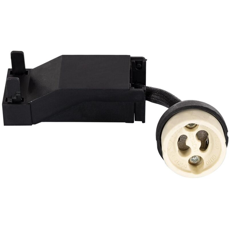 foto del prodotto portalampada in ceramica gu10 con cavo e connettore 100mm nero