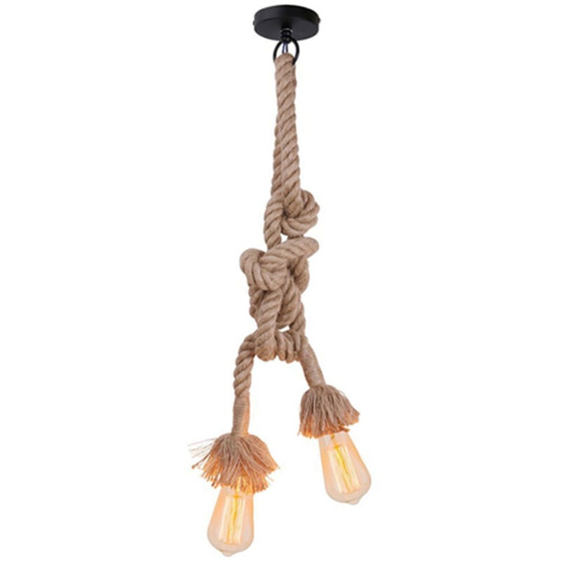 foto del prodotto portalampada lampadario soffitto corda doppia e27 edison pendente nodo vintage