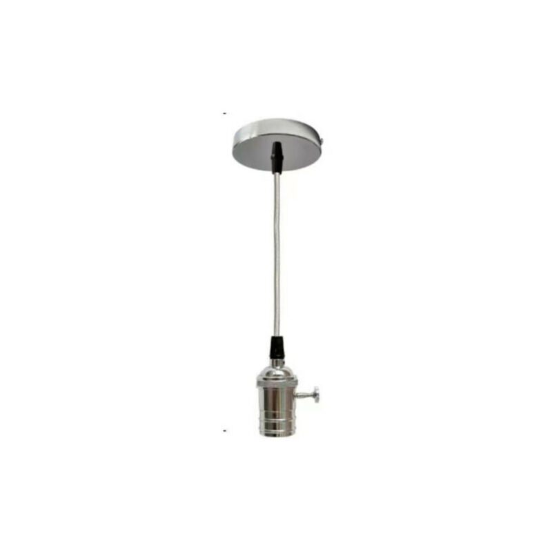 foto del prodotto portalampada lampadario sospensione soffitto pendente vintage 2mt cromo grigio