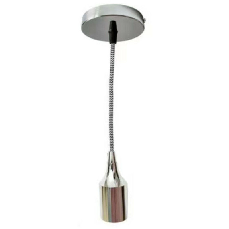 foto del prodotto portalampada lampadario sospensione soffitto pendente vintage 2mt jd02 cromato