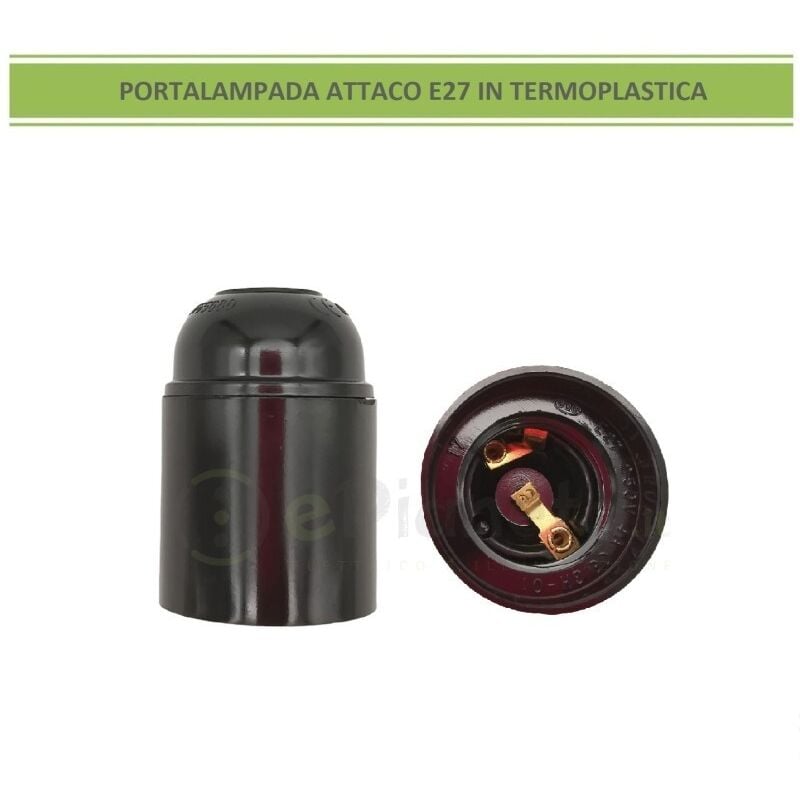 foto del prodotto portalampada per lampadina attacco grande e27 nero in termo plastica 250v