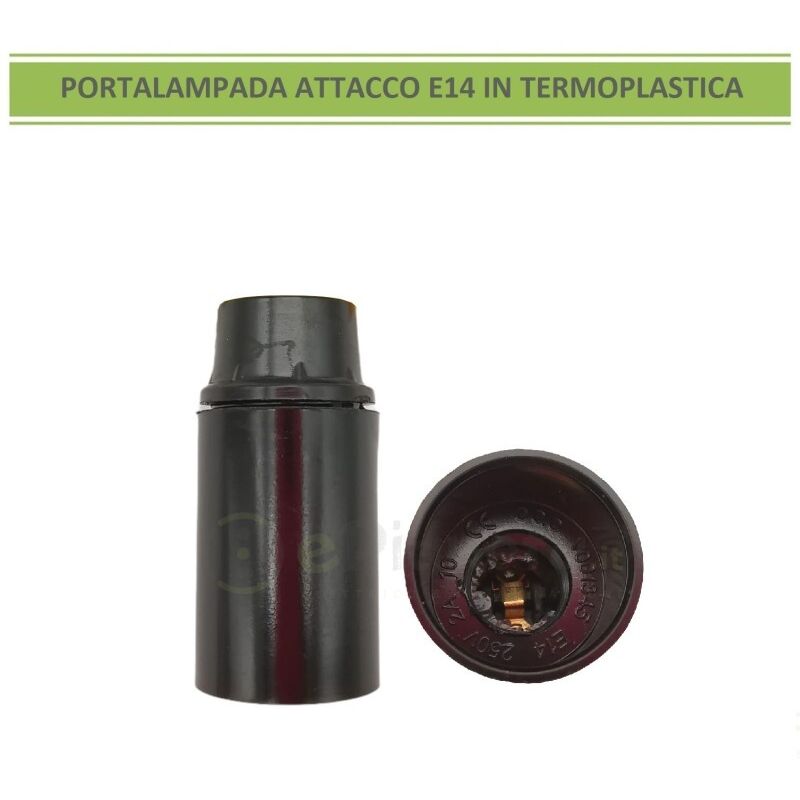 foto del prodotto portalampada per lampadina attacco piccolo e14 nero in termo plastica 250v