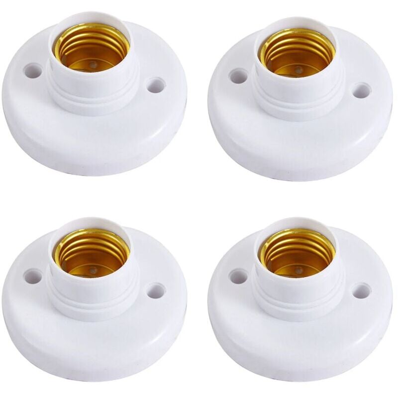 foto del prodotto portalampada rotondo e27 in plastica, 4 pezzi, set con 4 tappi a vite, bianco, 76 mm
