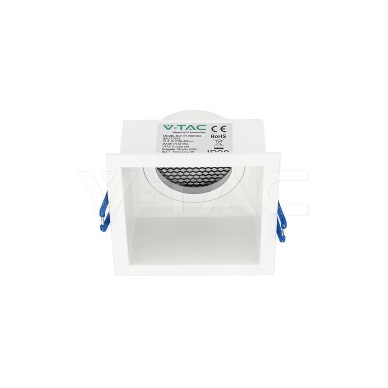 foto del prodotto portalampada v tac da incasso gu10 quadrato in alluminio bianco antiriflesso 23763