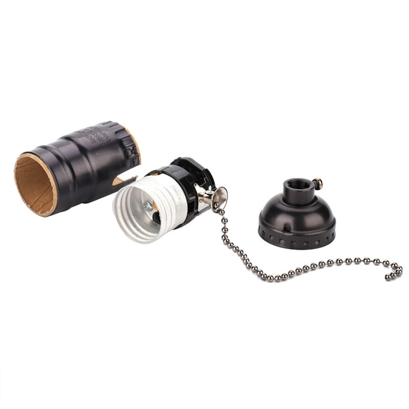 foto del prodotto portalampada vintage in alluminio e27 con catena a tirante lampada da scrivania supporto per illuminazione base a vite nero eosnow