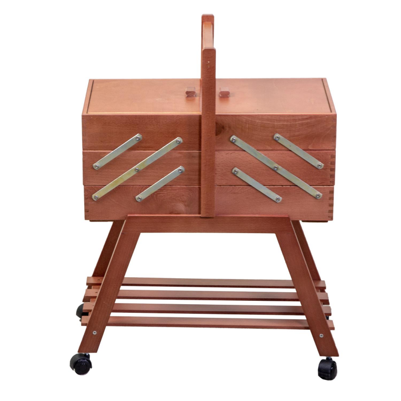 foto del prodotto portalavoro n.40 legno con ruote noce cm45x28h62