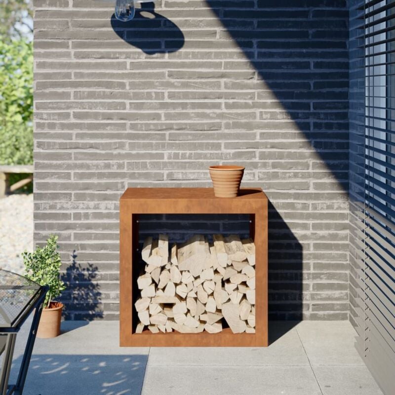 foto del prodotto portalegna 60x40x60 cm in acciaio corten vidaxl