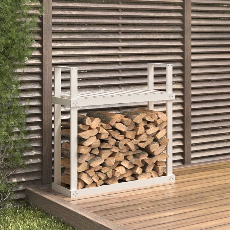 foto del prodotto portalegna bianco 110x35x108,5 cm in legno massello di pino vidaxl