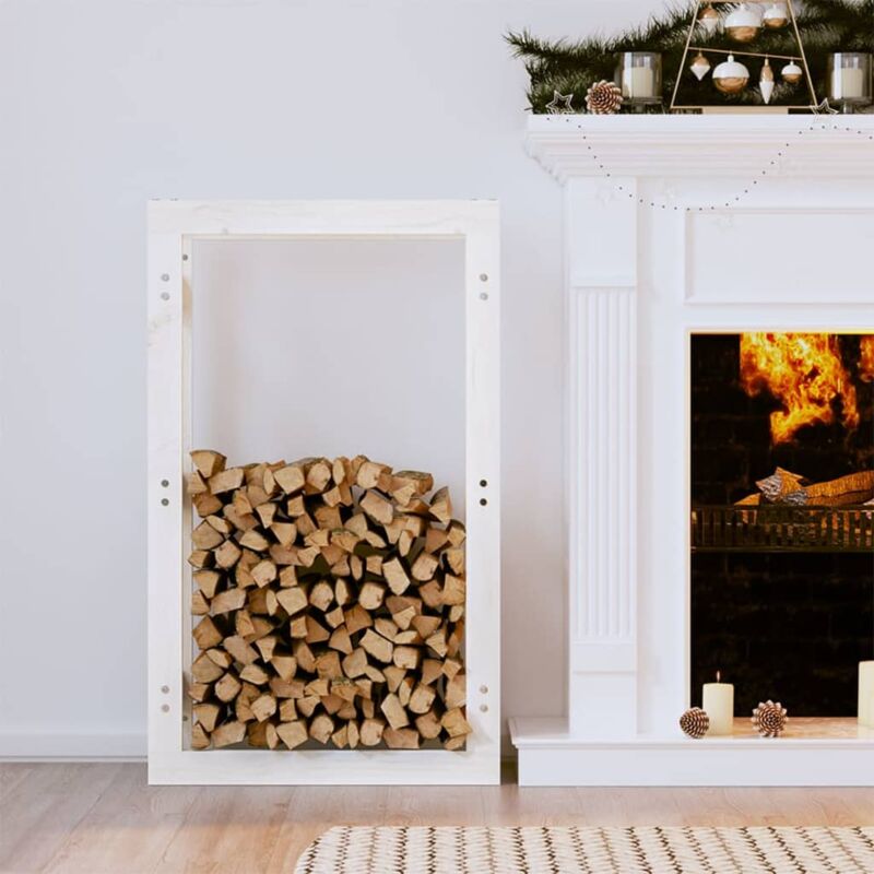 foto del prodotto portalegna bianco 60x25x100 cm in legno massello di pino vidaxl