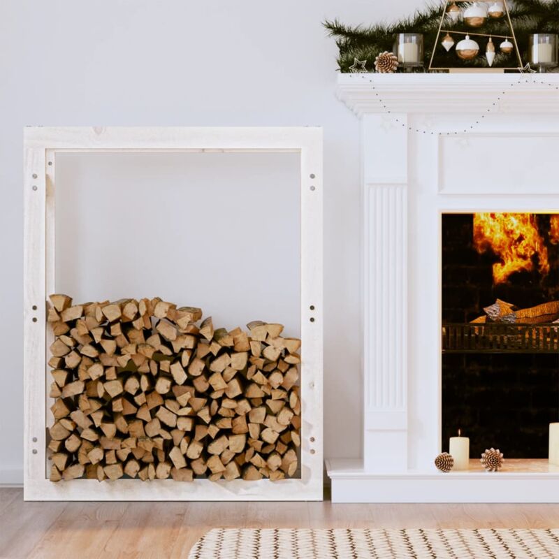 foto del prodotto portalegna bianco 80x25x100 cm in legno massello di pino vidaxl