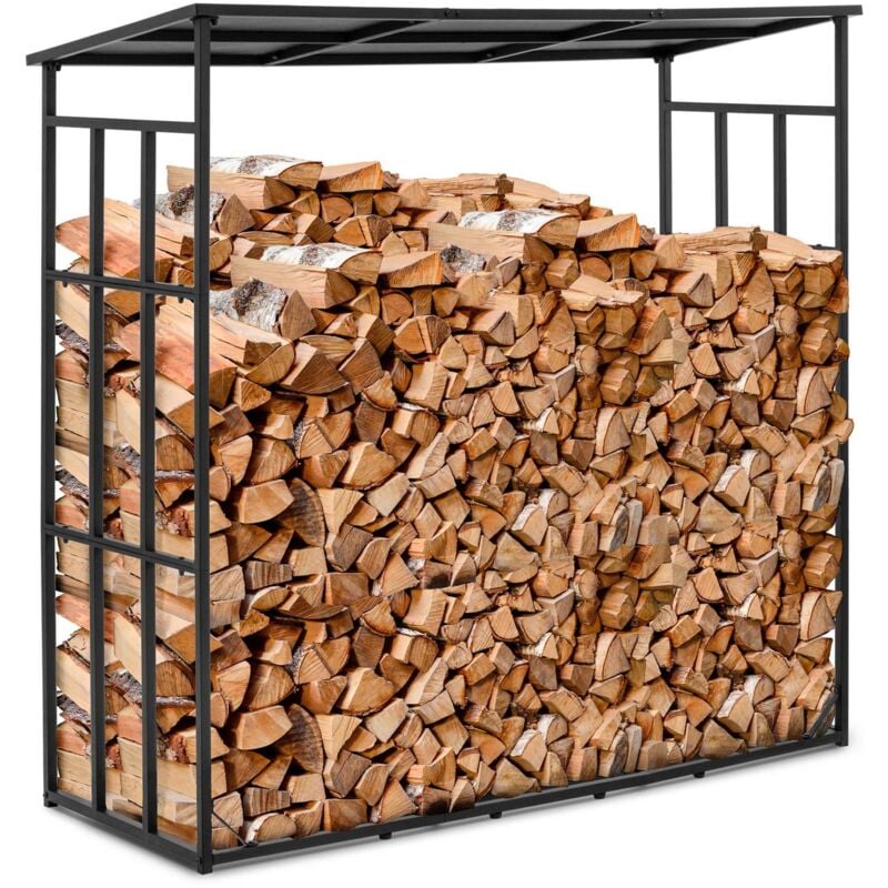 foto del prodotto portalegna con tetto scaffale portalegna per caminetto 400 kg in acciaio nero