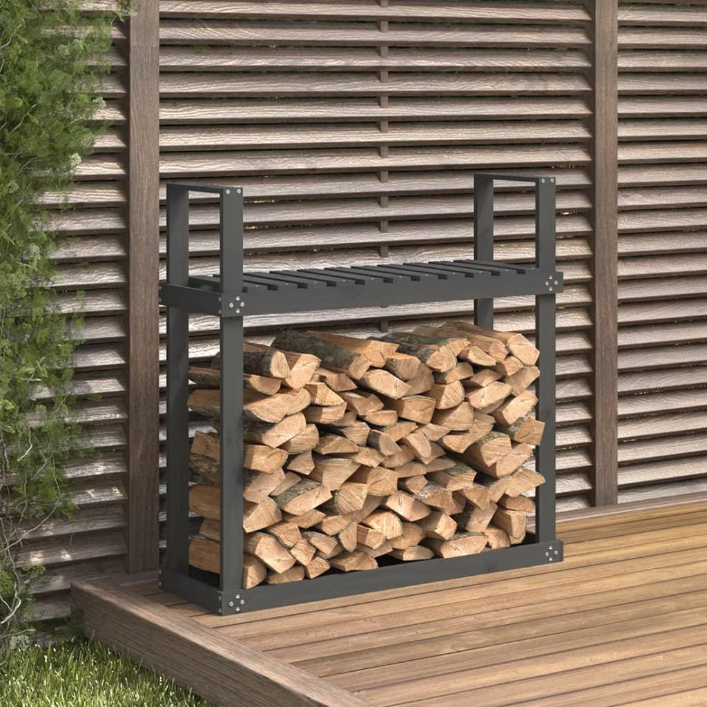 foto del prodotto portalegna grigio 110x35x108,5 cm in legno massello di pino cod mxl 70792