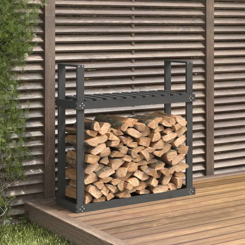 foto del prodotto portalegna grigio 110x35x108,5 cm in legno massello di pino vidaxl