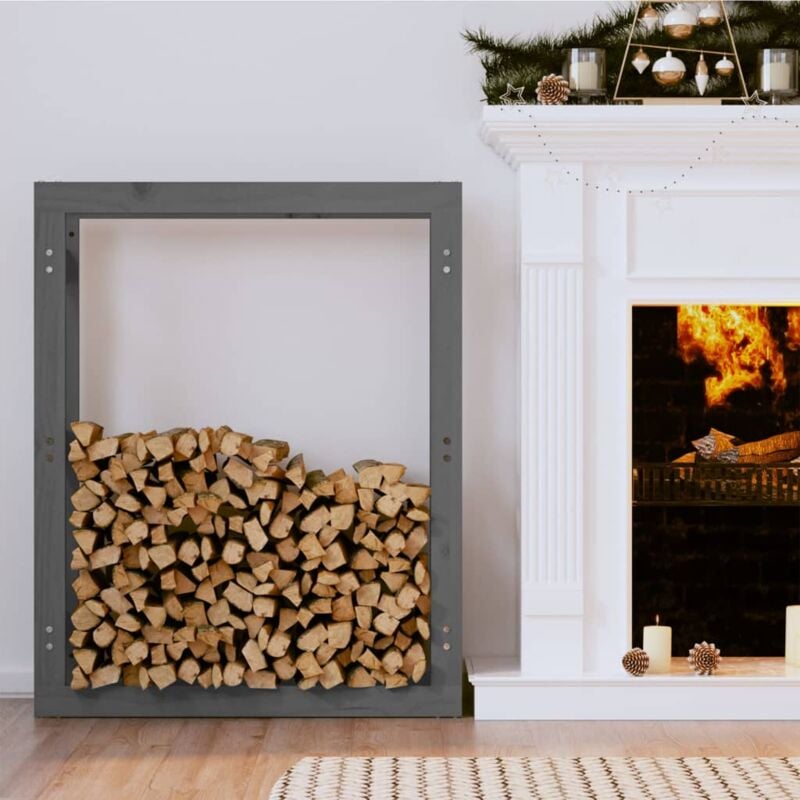 foto del prodotto portalegna grigio 80x25x100 cm in legno massello di pino vidaxl
