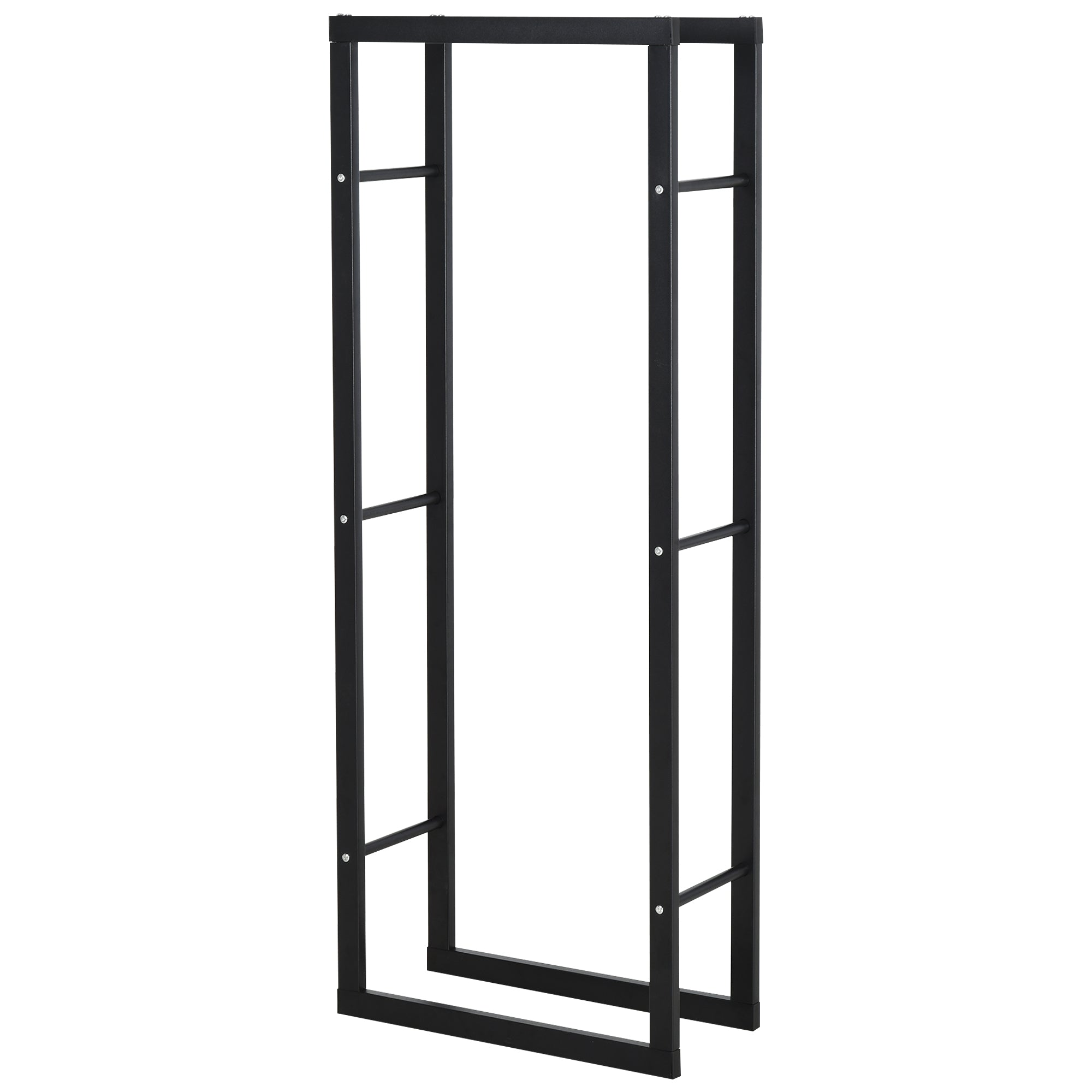 foto del prodotto portalegna legnaia in ferro 60x25x150 cm da interno max 100kg nero