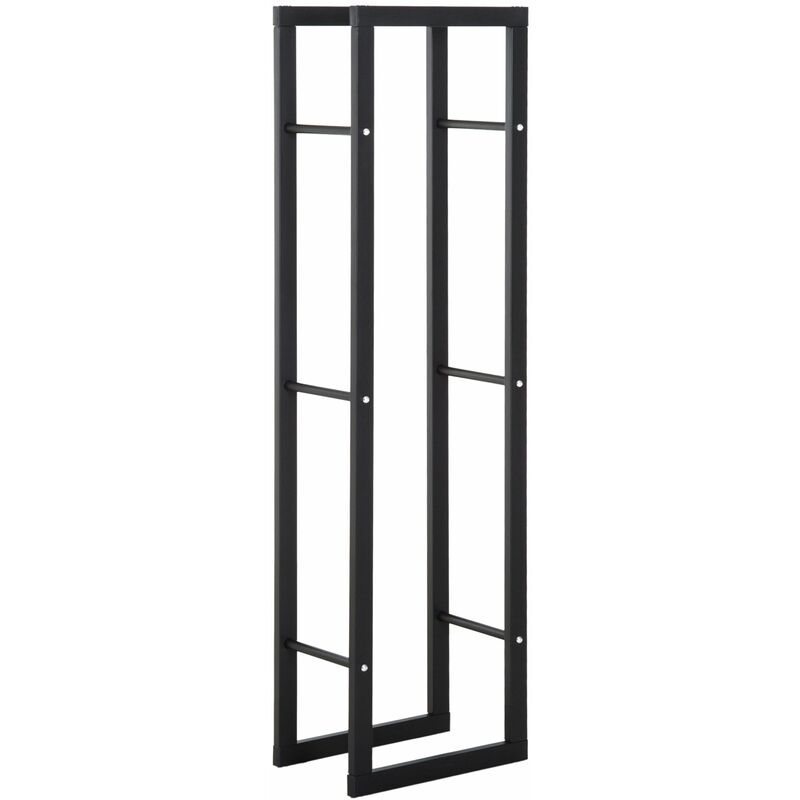 foto del prodotto portalegna legnaia verticale in ferro 40x25x150 cm da interno max 100kg nero