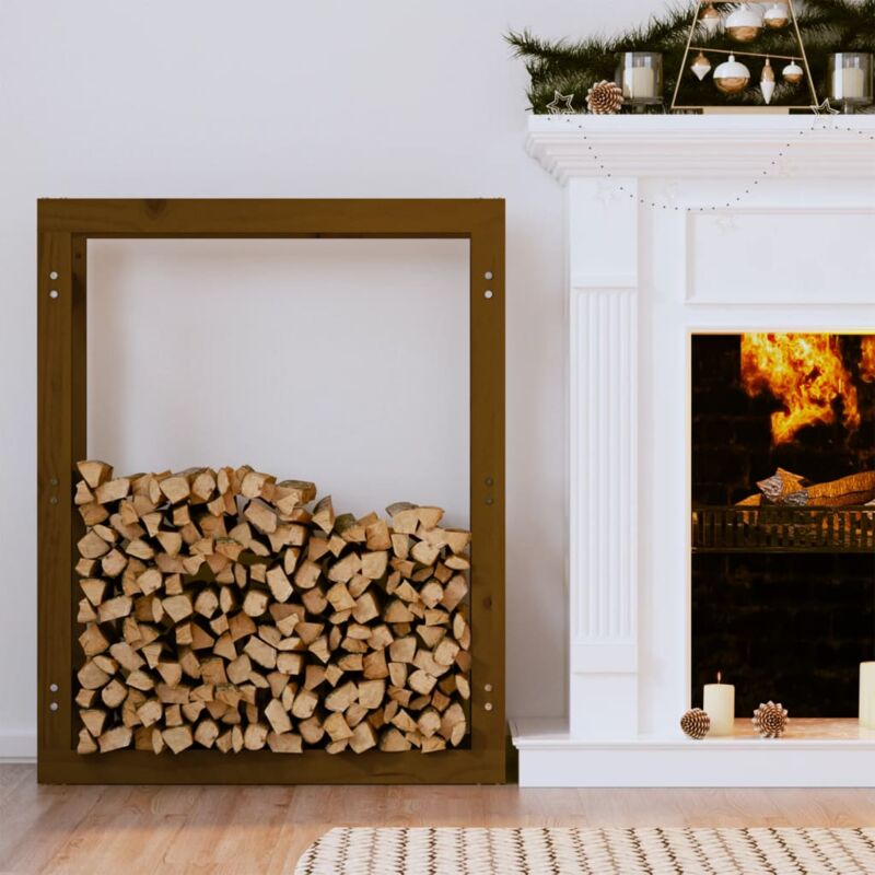 foto del prodotto portalegna marrone ambra 80x25x100cm in legno massello di pino vidaxl