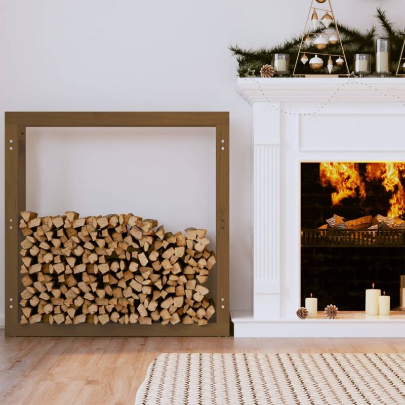 foto del prodotto portalegna miele 100x25x100 cm in legno massello di pino