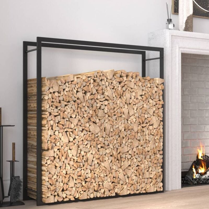 foto del prodotto portalegna nero opaco 110x28x116 cm in acciaio vidaxl