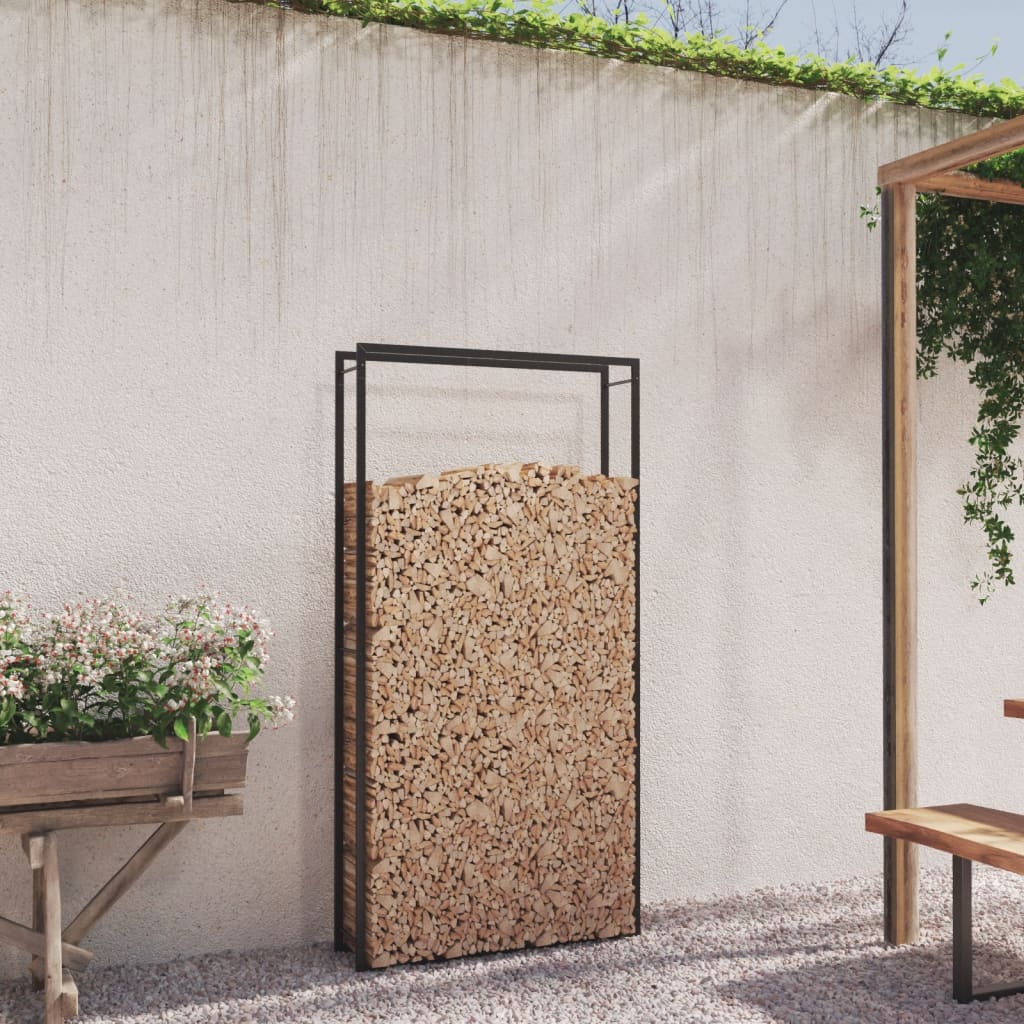 foto del prodotto portalegna nero opaco 110x28x214 cm in acciaio cod mxl 66901