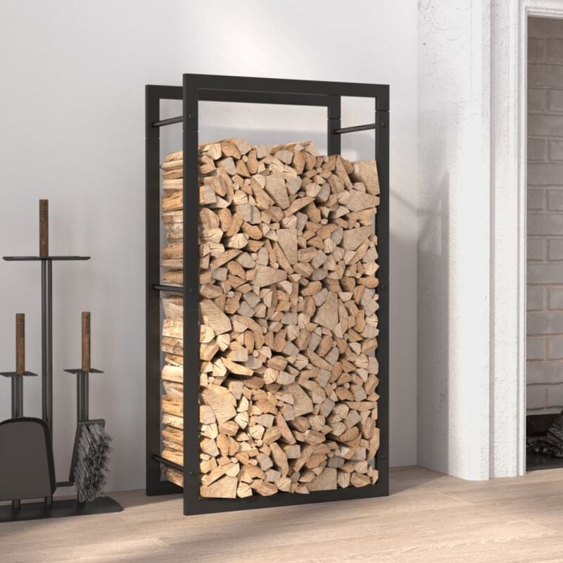 foto del prodotto portalegna nero opaco 50x28x94 cm acciaio vidaxl