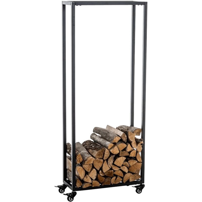 foto del prodotto portalegna per camino hetta in acciaio inox nero 25x40x150 cm