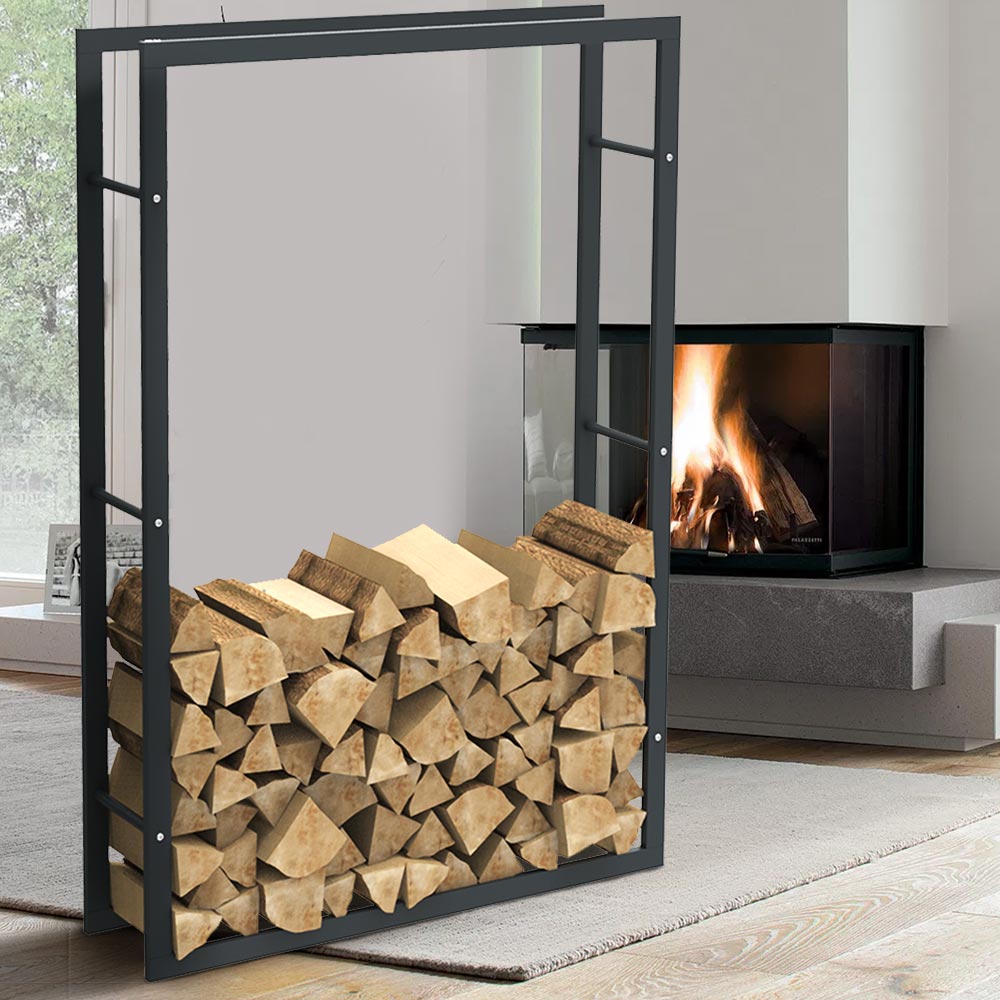 foto del prodotto portalegna supporto metallo porta legna interno legnaia camino stufa 150x100x25