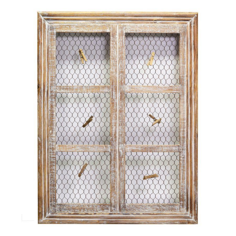 foto del prodotto portamemo legno finestra con mollette rettangolare cm 46x61x5,5