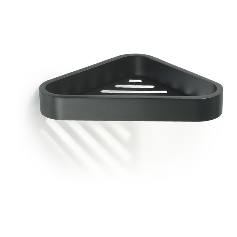 foto del prodotto portaoggetti angolare per doccia da muro in ottone, acciaio inox aisi 304 e cromall 3283 gedy serie outline nero opaco