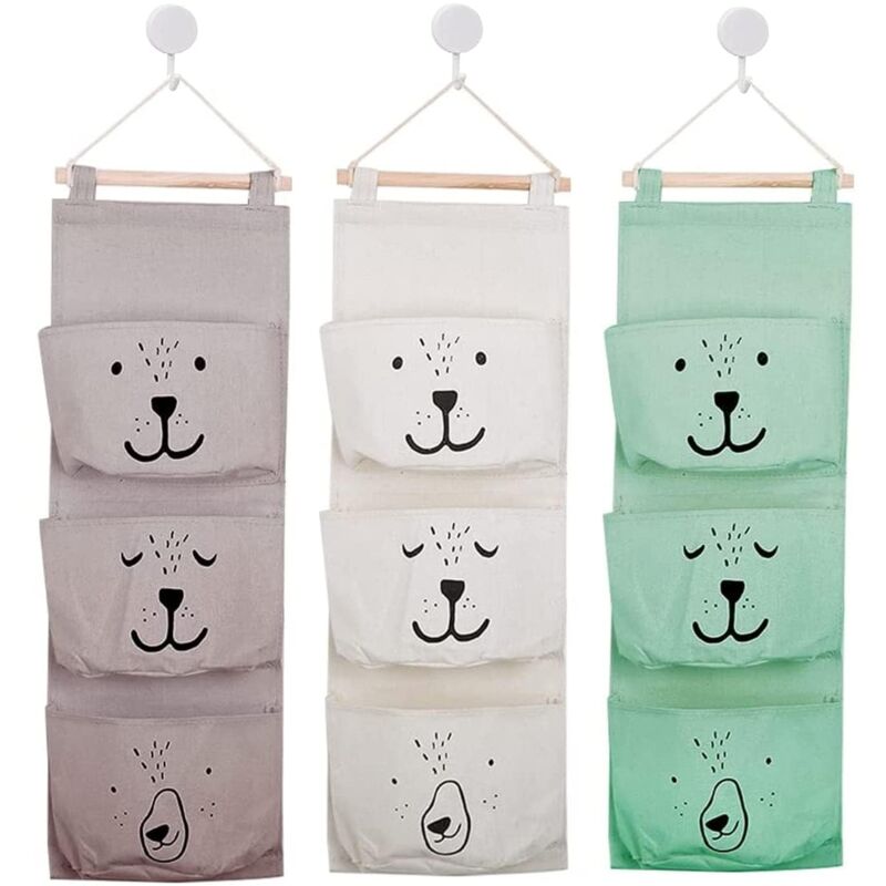 foto del prodotto portaoggetti da appendere, 3 pezzi, 60 x 20 cm, organizer da appendere per il bagno, borsa da appendere per bambini, adatto per la camera dei